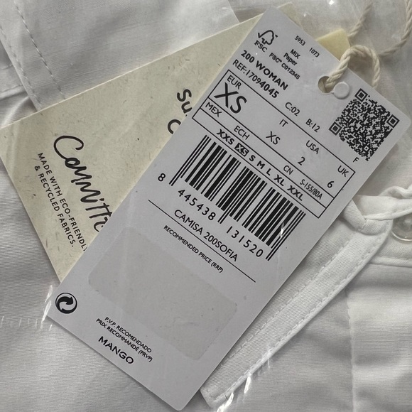 NWT MANGO Essential cotton-blend shirt SIZE XS - Picture 8 of 8